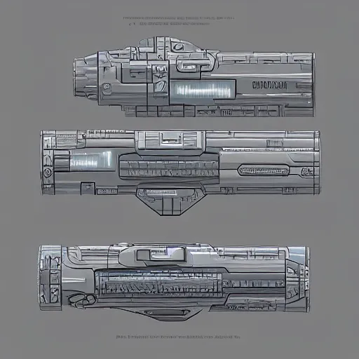 Prompt: a glowing scifi weapon, handheld, blueprint