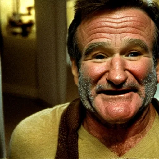 Image similar to robin williams mutating into the thing, practical effects, industrial lights and magic