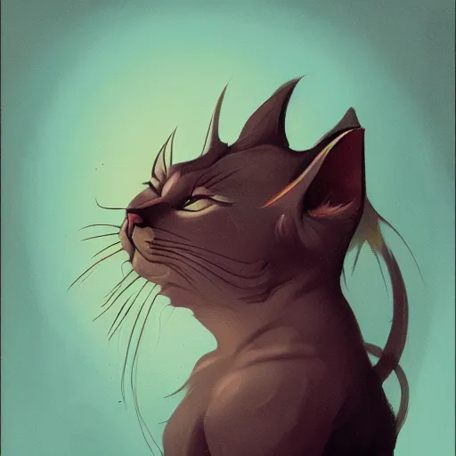 Image similar to a cat, in the style of peter mohrbacher and max ernst