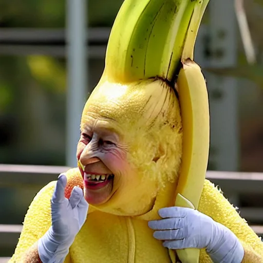 Image similar to queen banana elizabeth as a banana, she is a big ripe banana.