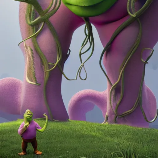 Prompt: Shrek as gigachad, tentacles, octane render, 3d digital art by beeple, unreal engine 5, award winning