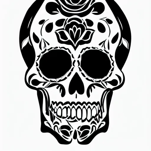 Prompt: a small vector tattoo design. gothic. sugar skull.