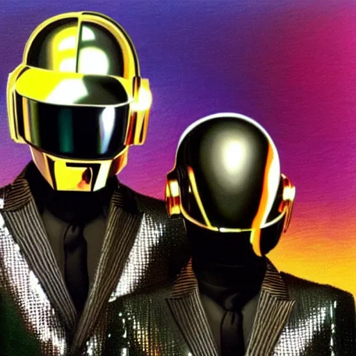 Image similar to Daft Punk as painted by Michaelangelo