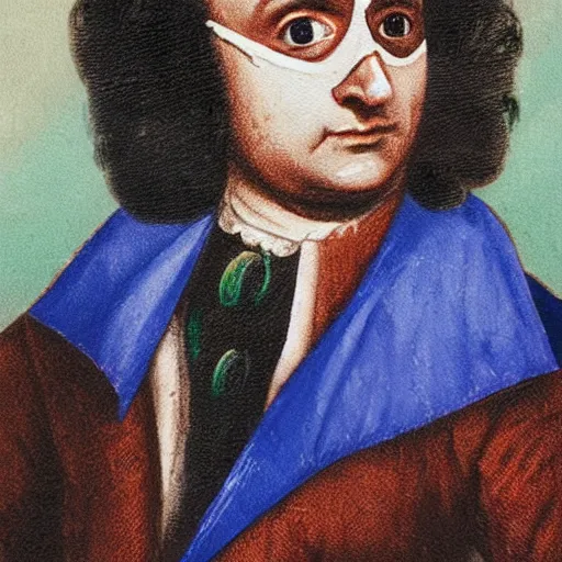 Prompt: painting of Isaac Newton as a masked mexican wrestler