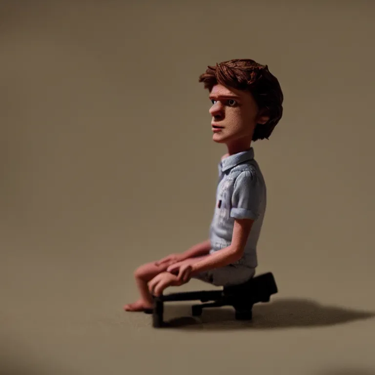 Image similar to a cinematic film still of a claymation stop motion film stranger things, portrait, shallow depth of field, 8 0 mm, f 1. 8