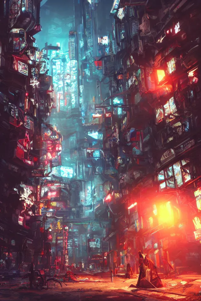 Prompt: Wonderland cyberpunk, artstation, realistic, environments, 4k