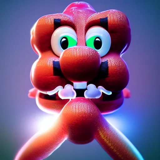 Image similar to Trevor philips as super mario , tentacles, unnatural shapes, jellyfish, insect, octane render, 3d digital art by beeple, unreal engine 5, award winning