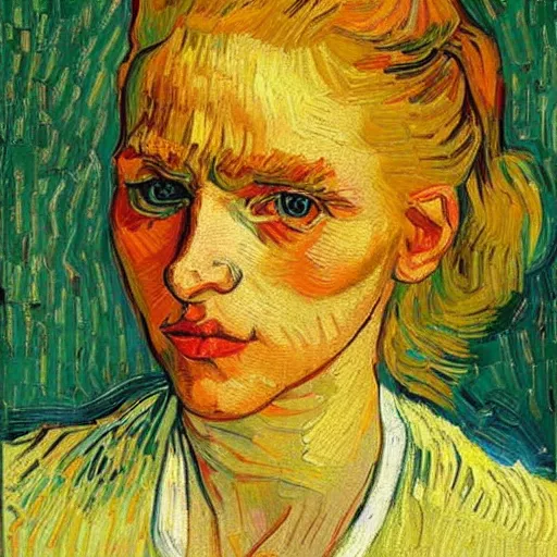 Prompt: a portrait of a beautiful ukrainian girl named Anna with blonde hair, van gogh painting