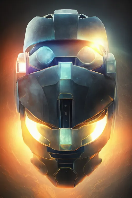 Image similar to robot ninja mask helmet halo master chief radiating a glowing aura global illumination ray tracing hdr fanart arstation by ian pesty and katarzyna da „ bek - chmiel