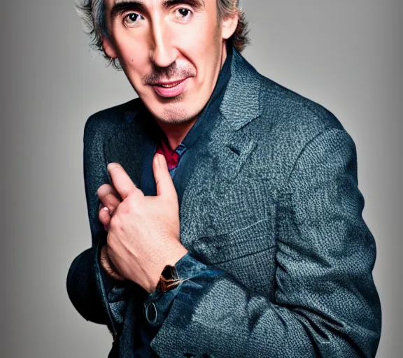 Image similar to a very ugly studio photograph of Steve Coogan; f/1.4; 90mm