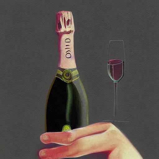 Image similar to art curator drinking champagne, digital art