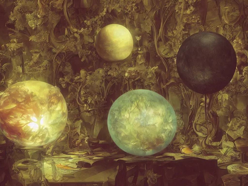 Image similar to 3 d render, sunlight study, the universe is a spheroid region 7 0 5 meters in diameter, art nouveau, by cornelis de heem and ( ( ( ( ( lisa frank ) ) ) ) ), 8 k, sharp focus, octane render