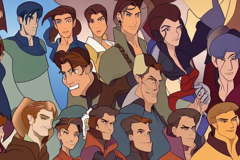 Image similar to a diverse group of character designs in the style of Treasure Planet