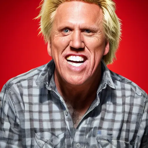 Prompt: studio portrait of gary busey merged with a giant foot