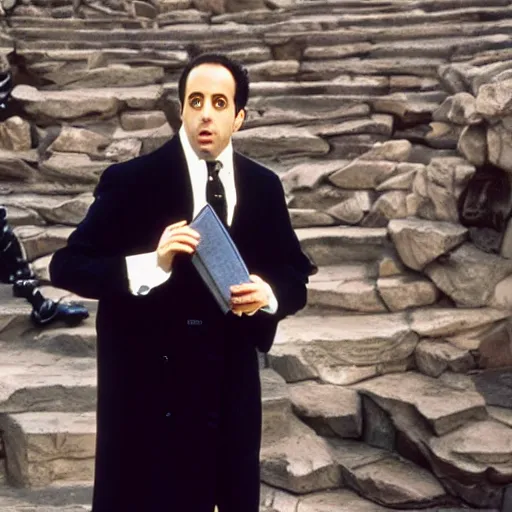 Image similar to jerry seinfeld as harry potter, movie, photography,