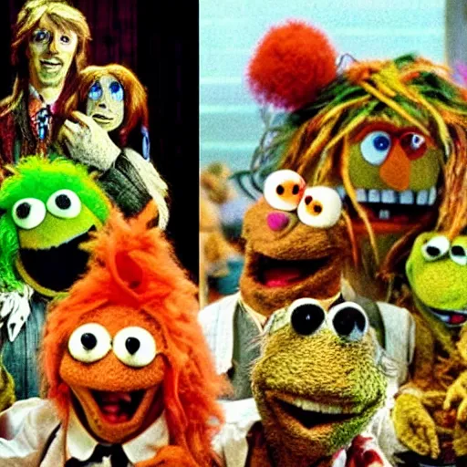 Image similar to zombie fraggle rock muppets, family photo of zombie muppets, dawn of the dead ( 1 9 7 8 ), photo from the 7 0 s