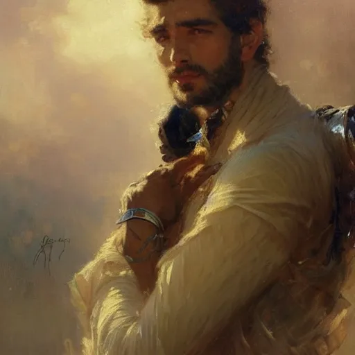 Prompt: A handsome man with a perm, painting by Gaston Bussiere and Greg Rutkowski, trending on artstation, 4k, 8k