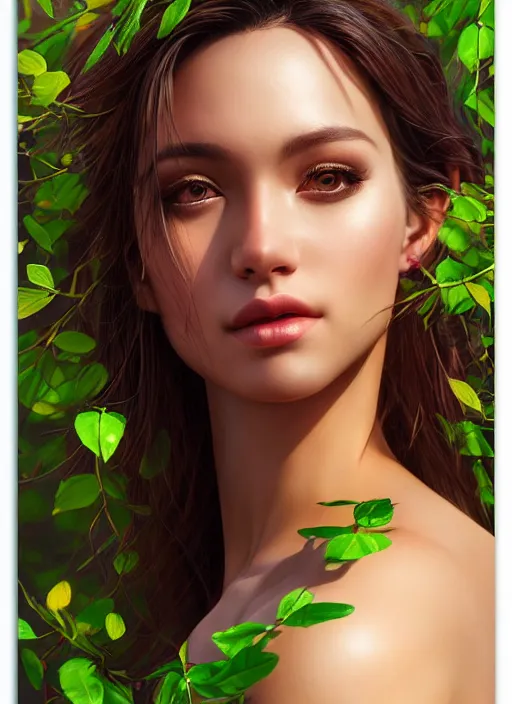 Image similar to photo of a gorgeous female in the style of stefan kostic, realistic, half body shot, sharp focus, 8 k high definition, insanely detailed, intricate, elegant, art by stanley lau and artgerm, extreme bokeh light spring foliage