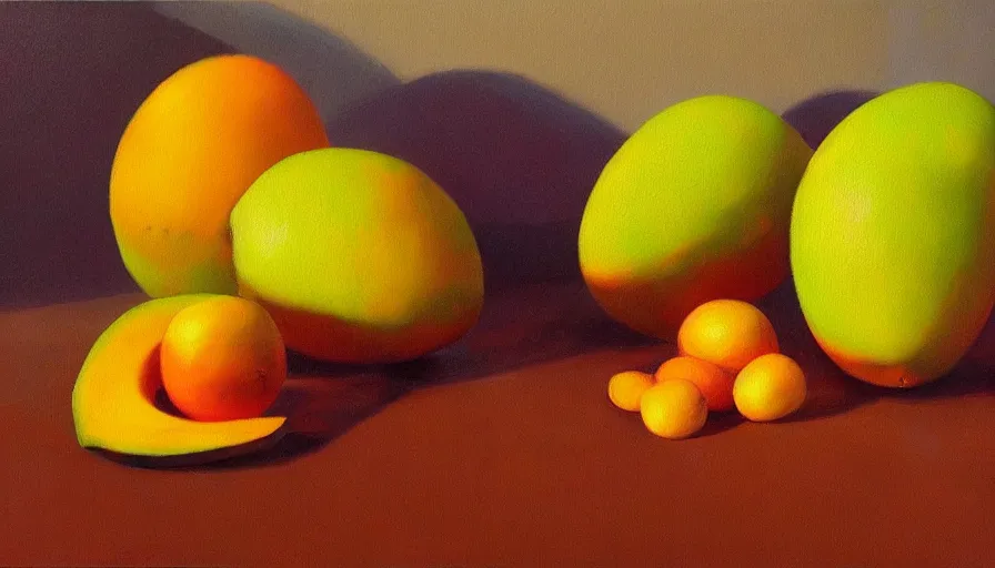 Prompt: still life, mangos, oil painting by jama jurabaev, brush hard, artstation, high quality, brush stroke
