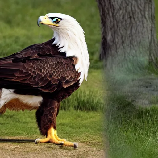 Prompt: eagle eagle eagle and a fox in a park