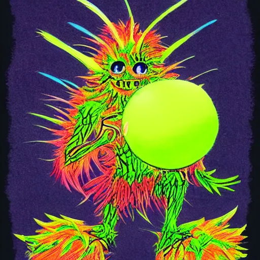 Image similar to a tennis ball monsters, colorful, digital art, fantasy, magic, chalk, trending on artstation, ultra detailed, professional illustration by basil gogos