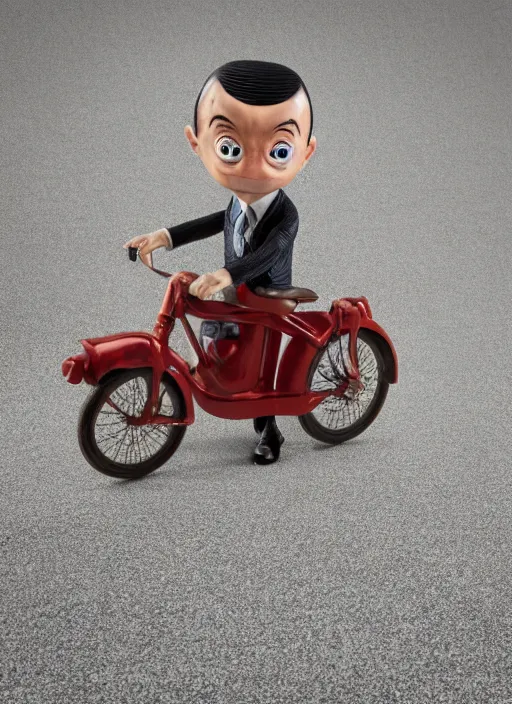 Image similar to full body of a tin toy mr bean, depth of field, zeiss lens, detailed, symmetrical, centered, fashion photoshoot, by nicoletta ceccoli, mark ryden, lostfish, earl nore, hyung tae, frank frazetta, breathtaking, 8 k resolution, extremely detailed, beautiful, establishing shot, artistic, hyperrealistic, octane render