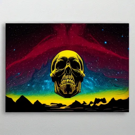 Image similar to ngc 3132 melting mysterious skull landscape by Casey Weldon, dan mumford 8k ultra high definition, upscaled, perfect composition , golden ratio, edge of the world, image credit nasa nat geo