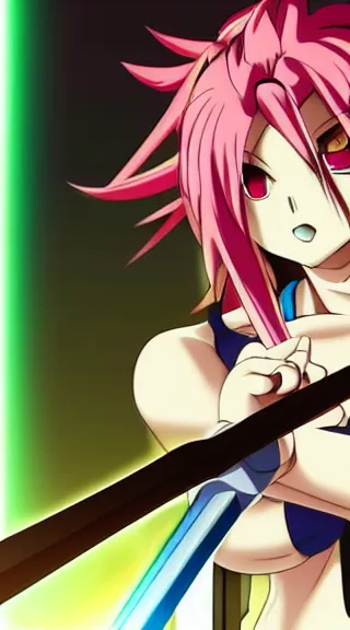 Image similar to Anime Screenshot of a Baiken unsheathing her sword at night, strong blue rimlit, visual-key, anime illustration, pixiv, anime-twitter