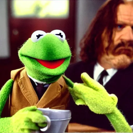 Prompt: a scene from the muppets version of pulp fiction,