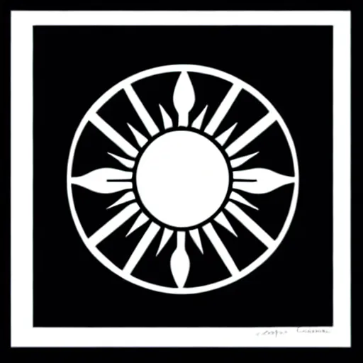 Prompt: minimal geometric sun symbol by karl gerstner, monochrome, symmetrical