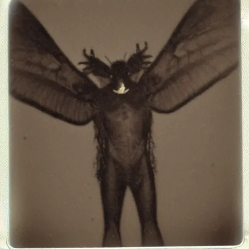 Image similar to real Polaroid photo of Mothman