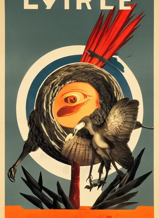 Prompt: vulture eye in 1940s propaganda poster, full hd,highly detailed