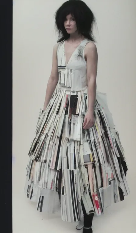 Image similar to Dress made out of old polaroid photos, by Yohji Yamamoto, Rei Kawakubo, Junya Watanabe