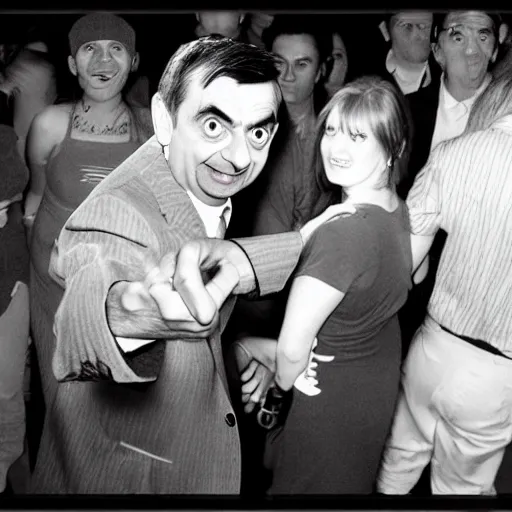 Image similar to mr. bean on a rave, club photography