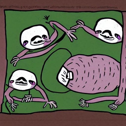 Prompt: sloth stoned af, cartoon, animation, drawing