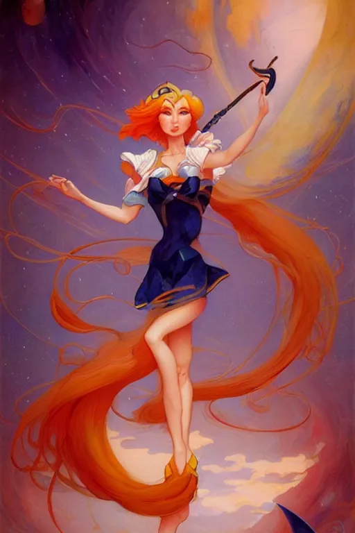 Prompt: Sailor Venus by Peter Mohrbacher in the style of Gaston Bussière, Art Nouveau