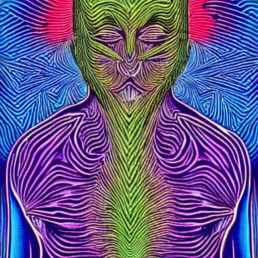 Image similar to A Person Mid Sneeze, in the art style of Alex Grey,