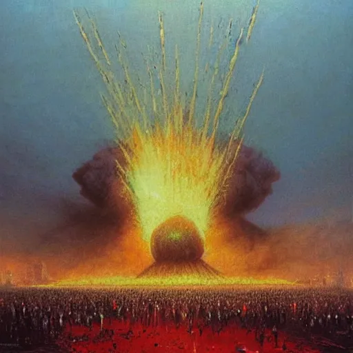 Prompt: the last selfie taken in russia red square, nuclear explosion, russian flag burning, hydrogen bomb explosion, by donato giancola and greg rutkowski and wayne barlow and zdzisław beksinski,