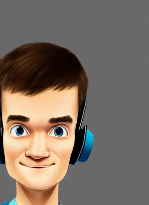 Prompt: vitalik buterin in headphones starring in pixar cartoon. vitalik buterin, medium shot, perfect symmetric face, coherent eyes, pixar cartoon style, beautiful face, fine details., very sharp, 4 k