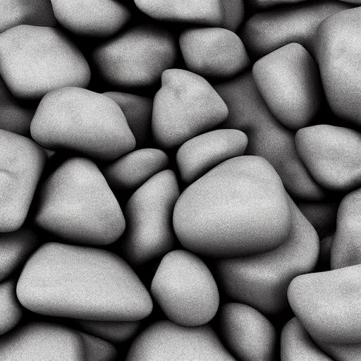 Prompt: a black and white drawing of rocks on a gray background, an ambient occlusion render by jacob more, polycount, photorealism, ambient occlusion, sketchfab