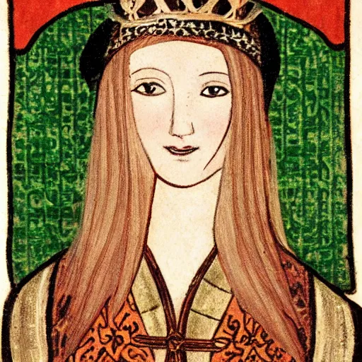 Image similar to beautiful young medieval queen by violet oakley
