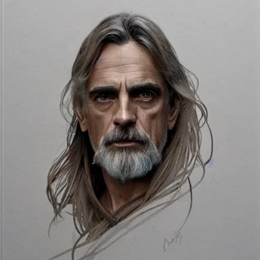 Image similar to amazing lifelike award winning pencil illustration of Jeremy irons intense stare beautiful trending on art station artgerm Greg rutkowski alphonse mucha cinematic