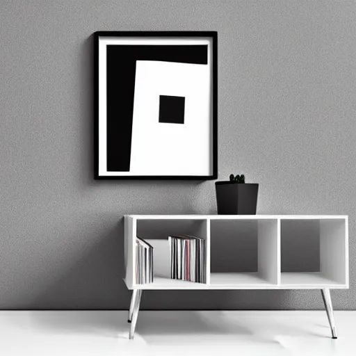 Image similar to minimal style vinyl record storage, modern architecture, high resolution