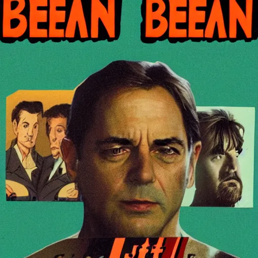 Prompt: criterion collection cover art for the film 1997 film Bean