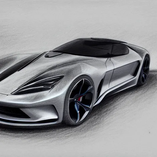 Image similar to concept pencil drawing of a new sport car.