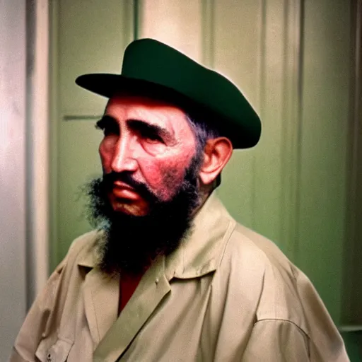 Image similar to fidel castro wearing a romper designed by supreme, portrait, 3 5 mm film, by nan goldin