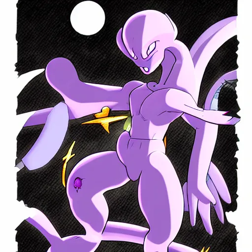 Prompt: mewtwo frieza epic battle