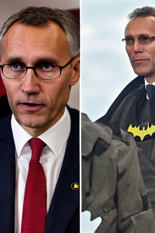 Image similar to Jens Stoltenberg as Batman