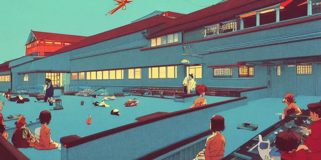 Prompt: electric cats that fly over ice, a lot of tv screens around, shrimps are all over the ground, acid and dreaming psychedelic hallucinations, by kawase hasui, moebius and edward hopper, colorful flat surreal design, hd, 8 k, artstation
