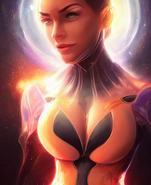 Prompt: woman in tight spandex costume, fantasy, 8 k resolution, beautiful, attractive, symmetrical portrait, detailed scenery, trending on artstation, medium shot, bust, tight fit, artgerm, elias chatzoudis